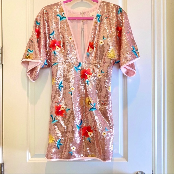 NWOT JELLA Couture floral sequin mini dress - Picture 14 of 14